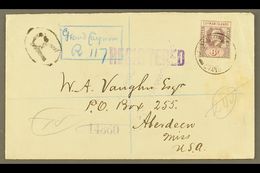 1916  (24 Jan) Registered Cover To USA, Bearing 1907-09 6d Stamp (SG 30) Tied By "George Town" Cds, With Registration Ca - Cayman Islands