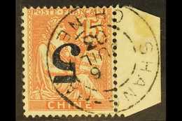 FRENCH OFFICES  1903 5c On 15c Pale Red Provisional For Shanghai, Variety "surch Inverted", SG 34a, Fine Marginal Used.  - Other & Unclassified