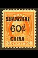 U.S. POSTAL AGENCIES IN SHANGHAI  1919 60c On 30c Orange Vermilion Franklin, SG 14, Very Fine Used With Good Even Colour - Altri & Non Classificati