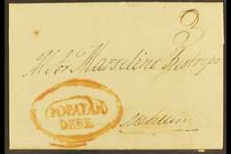 1837  (2 May) Entire Letter Addressed To Medellin, Bearing Oval "POPAYAN DEBE" Postmark And Manuscript "3" Rate Mark. Us - Colombia