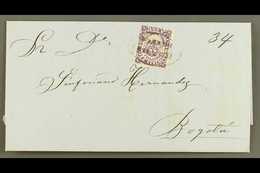 1868  10c Violet Type I, Scott 54a, On Undated Cover To Bogota Tied By Oval "HONDA/FRANCA" Cancel, With Recent (2016) Br - Colombia