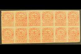 1868  1p Rose Red Type I, Scott 57b, An Impressive Mint BLOCK OF TWELVE (6 X 2), Several Lines Of Creasing And With Some - Colombia