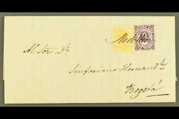 1872 (3 SEP) ENTIRE LETTER  From Medellin To Bogota Bearing 1868 10c Violet Type II, Scott 54c, And 1870 5c Yellow, Scot - Colombia