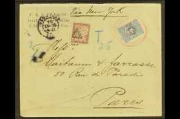 1904 POSTAGE DUE COVER TO PARIS  Bearing 5c Blue Tied By "REPUBLICA DE COLOMBIA / CARTAGENA" Cds In Red Of DIC 7, 1904,  - Kolumbien