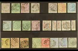 1874-1890 USED VICTORIA SELECTION  Presented Chronologically On A Stock Card. Includes 1874 (CC, Perf 12½) 1d (2), 6d &  - Dominica (...-1978)
