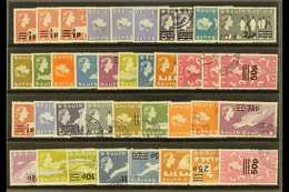 1971-78 EXTENSIVE SURCHARGED COLLECTION  An All Different, Fine Used Collection Presented On A Stock Card That Includes  - Falklandinseln