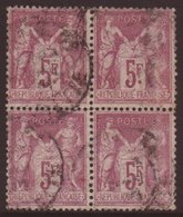 1877-80  5fr Violet On Lilac, Yv 95, A Used BLOCK OF FOUR, Some Rubbing To Two Of The Stamps, But Otherwise Sound And In - Andere & Zonder Classificatie