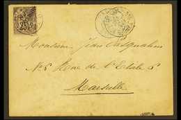 NEW CALEDONIA  1893 (14 Feb) Envelope To Marseilles Bearing 1892 Handstamped 25c Black On Rose (Yvert 29, SG 25) Tied By - Altri & Non Classificati