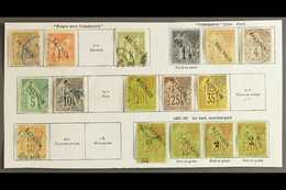 REUNION  1891 - 1893 Fine Used Selection With 1877 Imperfs 30c, 40c And 1fr (without Accent), 1881 Commerce Types Values - Sonstige & Ohne Zuordnung