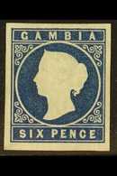 1874  6d Blue Wmk Crown CC, SG 8, Mint Lightly Hinged With 4 Large Margins. A Beauty. For More Images, Please Visit Http - Gambia (...-1964)