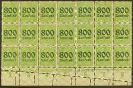 1923 PERFORATION ERROR.  800tsd On 5pf Apple Green (Michel 301, SG 294), Mint Lower Marginal BLOCK Of 21 (7x3) With Han  - Other & Unclassified