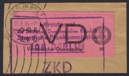 OFFICIALS  DIENSTSACHEN 1965 (Apr) 20pf Black On Rose, Michel 2, Very Fine Used On Piece Cancelled By Large Boxed Violet - Altri & Non Classificati