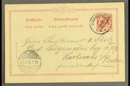 SOUTH WEST AFRICA  1898 (3 Mar) 10pf With Diagonal Opt Postal Stationery Card To Germany Cancelled By Fine "SWAKOPMUND"  - Altri & Non Classificati