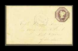 1853  (19 May) Env From Whitby To The Capt Of Brig Ann Clark At Gibraltar, Bears The GB 6d Mauve Embossed (SG 58) Cut Sq - Gibraltar