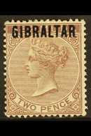 1886  2d Purple-brown Overprinted, SG 3, Mint With Large Part Gum. For More Images, Please Visit Http://www.sandafayre.c - Gibilterra