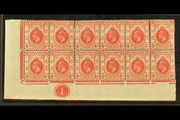 1921-37  4c Carmine- Rose Mint Block Of 12 From The Lower- Left Corner Of The Sheet Showing Plate Number, Also The Sheet - Other & Unclassified