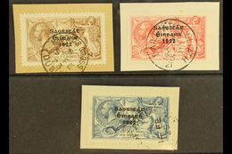 1922-23 SEAHORSES WIDE DATE  2s6d To 10s, SG 64/66, Each On A Piece Tied Feb. 1923 Cds. (3) For More Images, Please Visi - Altri & Non Classificati