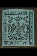MODENA  1852 40c On Deep Blue With Stop After Value, Variety "49 For 40", Sass 10a, Very Fine Mint With Margins All Roun - Non Classificati