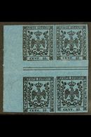 MODENA  40c On Deep Blue, With Stop, Sass 10, In A Spectacular Mint Marginal Gutter Block Of 4 With Clear Margins All Ro - Unclassified