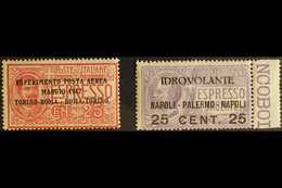 1917  AIRMAILS 25c Red With "TORINO-ROMA..." Ovpt & 25c On 40c Violet "NAPOLI-PALMERO..." Ovpt, Sassone 1/2, Mi 126/7, N - Non Classificati