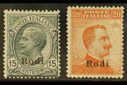 AEGEAN IS - RODI  1922 15c Grey And 20c Orange With Wmk, Sass 11/12, Very Fine Mint. (2 Stamps) For More Images, Please  - Altri & Non Classificati