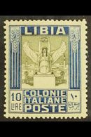 LIBYA  1921 10L Olive & Indigo Wmk Crown (Sassone 32, SG 33A), Mint, Fresh. For More Images, Please Visit Http://www.san - Other & Unclassified