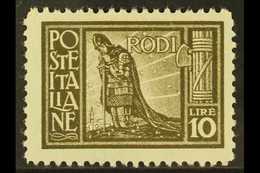 RHODES  1929 10L Olive Brown, Sass 11, Scott 23, Fine Mint (1 Stamp) For More Images, Please Visit Http://www.sandafayre - Altri & Non Classificati