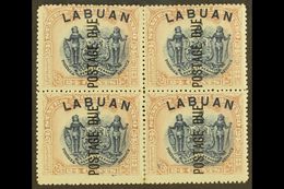 POSTAGE DUE  1901 24c Blue And Lilac-brown, Perf 14½-15, SG D9b, Fine Mint BLOCK OF FOUR, Some Vertical Perf Separation. - North Borneo (...-1963)