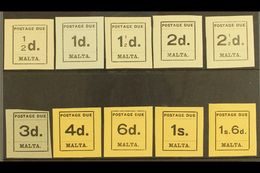 POSTAGE DUE  1925 Typeset Complete Set, SG D1/10, Fine Never Hinged Mint, Very Fresh. (10 Stamps) For More Images, Pleas - Malta (...-1964)