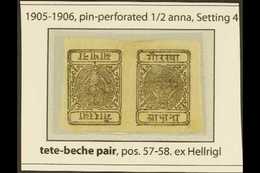 1900-06  Pin-perf ½a Black, Setting 4, TETE-BECHE PAIR (Hellrigl 24a, SG 23a, Scott 12a, Mi 13bKA), Fine Unused. For Mor - Nepal