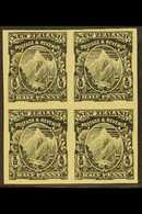 1898  ½d Mount Cook (as SG 246 Etc.) - An IMPERF PROOF BLOCK OF FOUR In Black On Ungummed Paper, Very Fine. For More Ima - Altri & Non Classificati