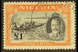 1936  £1 Black And Orange Canoe, SG 45, Very Fine Used. Lovely. For More Images, Please Visit Http://www.sandafayre.com/ - Nigeria (...-1960)