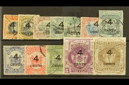 1899  "4 CENTS" Surcharges Set Complete, SG 112/22 & 125/6, Very Fine Used (12 Stamps) For More Images, Please Visit Htt - Nordborneo (...-1963)