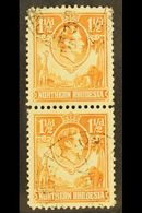 1938-52  1½d Yellow-brown, TICK BIRD FLAW In Vertical Pair With Normal, SG 30b, Very Fine Used. For More Images, Please  - Rhodesia Del Nord (...-1963)