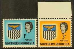 1963  VARIETIES 1d With Shifted Value & 3d Missing Perf Hole From Top Margin, SG 75, 78, Never Hinged Mint (2). For More - Northern Rhodesia (...-1963)