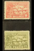 1925  10s Dull Rose And £1 Dull Olive Green, Native Village, SG 135/6, Fine And Fresh Mint. (2 Stamps) For More Images,  - Papua Nuova Guinea