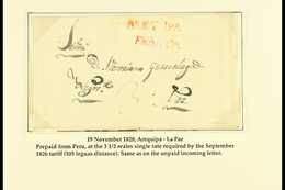 1828 ENTIRE LETTER TO BOLIVIA  1828 (19 Nov) EL From Arequipa To La Paz Showing The Peruvian Single Rate Of 3½r In Manus - Perù