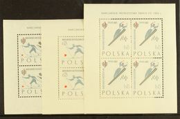 1962  International Ski Championships, Zakopane, Complete Set Of Three Sheetlets, Perf 11 X 11½, Michel 1294C/1296C Klei - Andere & Zonder Classificatie