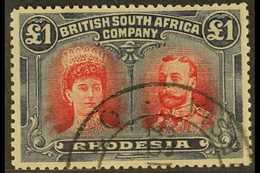 1910-13  £1 Rose- Scarlet And Bluish Black Perf 14 Double Head, SG 166, Very Fine Used. For More Images, Please Visit Ht - Other & Unclassified