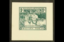 1935 PICTORIAL DEFINITIVE ESSAY  Collins Essay For The 1s Value In Dark Green On Thick White Paper, The "Stevenson's Tom - Samoa (Staat)