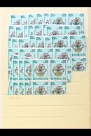 1970's-1980's HIGH VALUES USED ACCUMULATION  On Stock Pages, Inc Many In Blocks Of 4, Inc 1977-84 10r No Imprint (x14),  - Seychelles (...-1976)