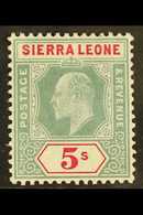 1903  5s Green & Carmine, SG 84, Very Fine Mint, Fine & Fresh! For More Images, Please Visit Http://www.sandafayre.com/i - Sierra Leone (...-1960)