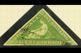 CAPE OF GOOD HOPE  1858 1s Bright Yellow Green, SG 8, Very Fine Used With Clear To Large Margins All Round And Light Can - Ohne Zuordnung