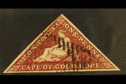 CAPE OF GOOD HOPE  1863-64 1d Deep Carmine- Red Triangle, SG 18, Used With 3 Margins, Cat £325 For More Images, Please V - Ohne Zuordnung