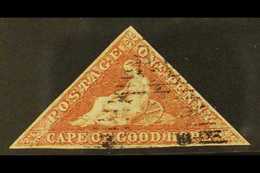 CAPE OF GOOD HOPE  1853 1d Pale Brick Red On Deeply Blued Paper, SG 1, Used With 3 Margins, Cat £450. For More Images, P - Unclassified