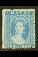 NATAL  1861-62 3d Blue, No Wmk, Rough Perf 14 To 16, SG 12, Fine Mint For More Images, Please Visit Http://www.sandafayr - Unclassified