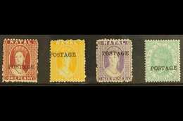 NATAL  1875-76 1d Rose, 1d Yellow, 6d Violet, And 1s Green With "POSTAGE" Overprints (14½mm Without Stop), SG 81/84, Fin - Ohne Zuordnung