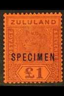 ZULULAND  1894 £1 Purple / Red Opt'd "SPECIMEN", SG 28s, Mint For More Images, Please Visit Http://www.sandafayre.com/it - Ohne Zuordnung