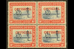 OFFICIAL  1951-2 1d TRANSPOSED OVERPRINTS In A Block Of Four, SG O24a, Top Pair Lightly Hinged, Lower Pair Never Hinged  - Africa Del Sud-Ovest (1923-1990)