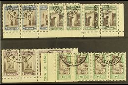 TANGIER  TELEGRAPHS. 1946 Telegraph Multiples Of 4, Edifil 35/36 & 38/39, Very Fine Used ( 4 Multiples Of 4 =16 Stamps)  - Other & Unclassified